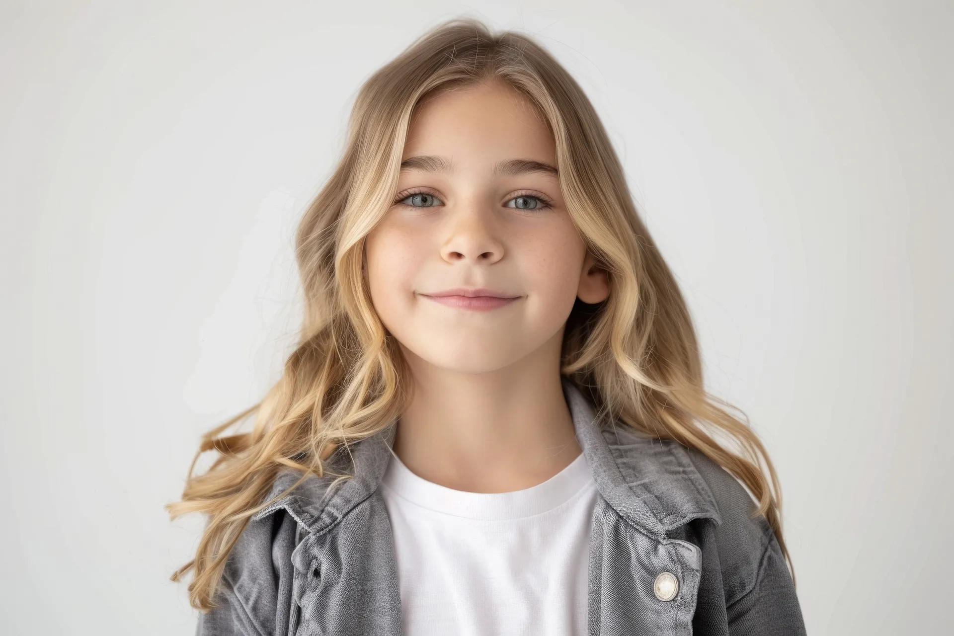 Ein lächelndes junges Mädchen mit blonden Haaren